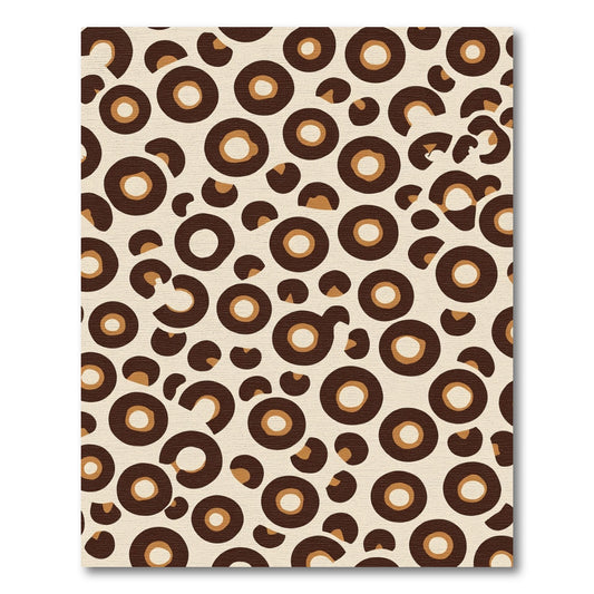 Brown Cream Polka Dot Medallion Rug