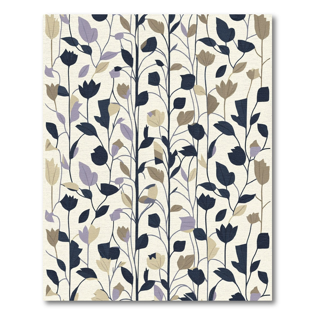 Navy Blue Botanical Vine Floral Rug