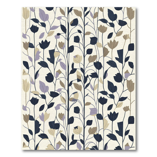 Navy Blue Botanical Vine Floral Rug