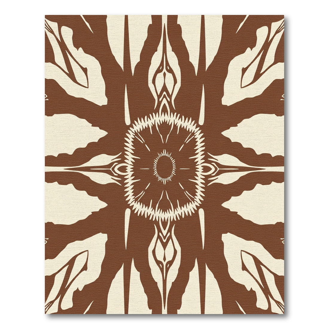 Brown Cream Sunburst Medallion Rug