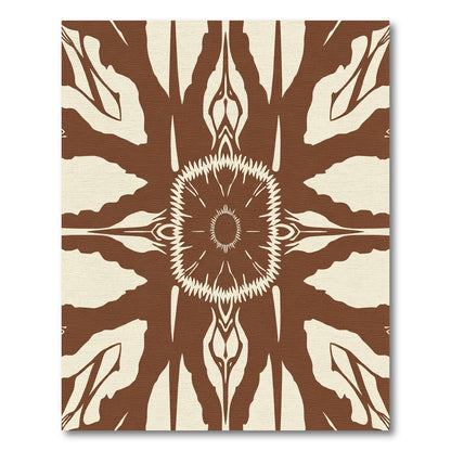 Brown Cream Sunburst Medallion Rug