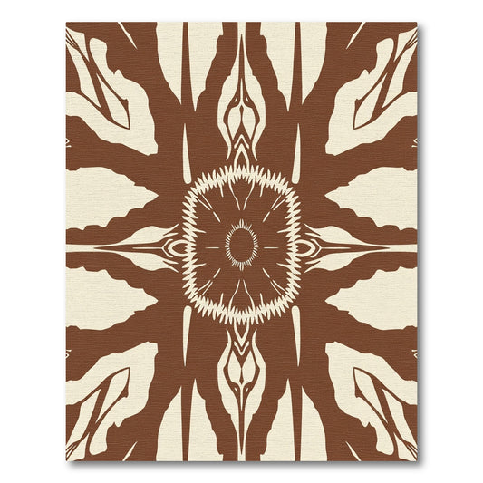 Brown Cream Sunburst Medallion Rug