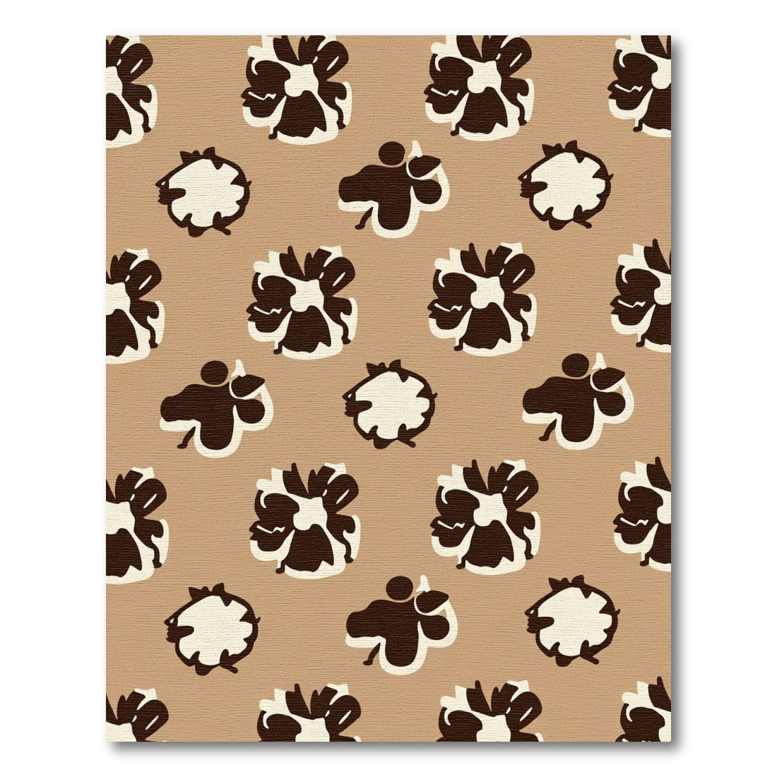 Brown And Cream Abstract Floral Rug