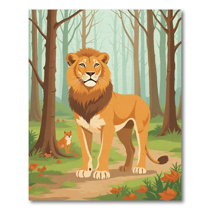 Majestic Lion In Forest Scene Rug