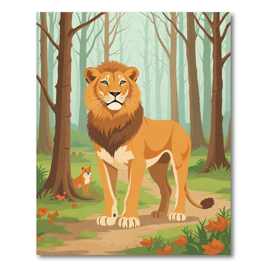 Majestic Lion In Forest Scene Rug