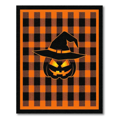 Orange Buffalo Check Pumpkin Witch Hat Area Rug