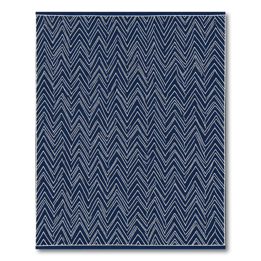 Navy White Zigzag Geometric Lines Rug