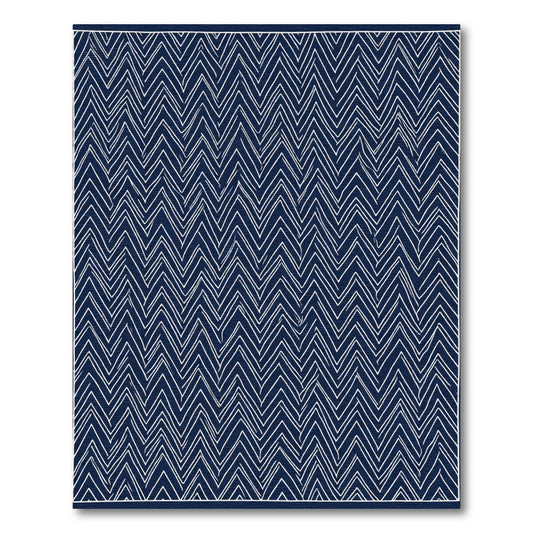 Navy White Zigzag Geometric Lines Rug