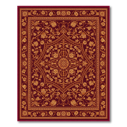Red Ornate Red Persian Floral Medallion Area Rug