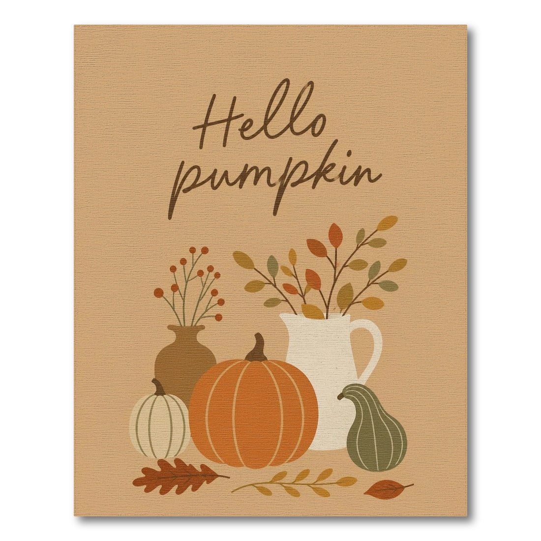 Brown and Tan Hello Pumpkin Rustic Area Rug