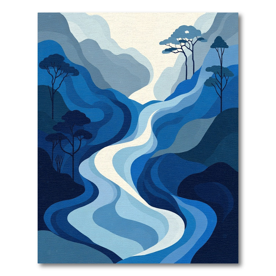 Blue Gradient Hills Meadow River Rug