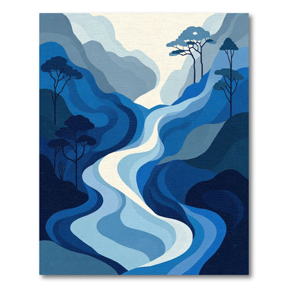 Blue Gradient Hills Meadow River Rug