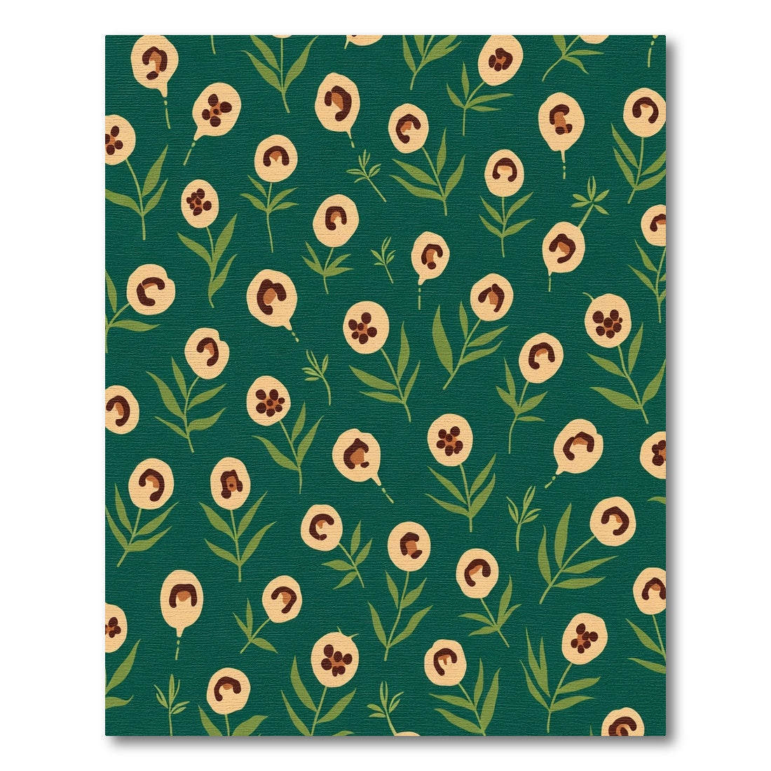 Whimsical Cream Flower Garden Teal Rug