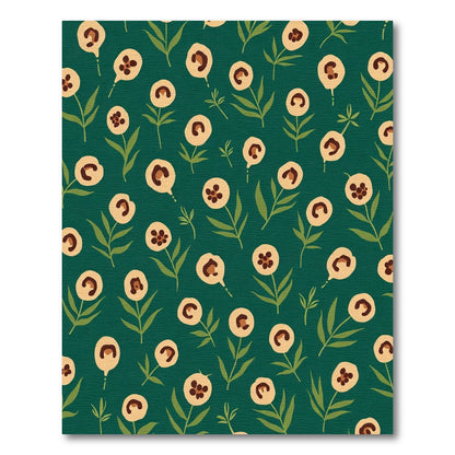 Whimsical Cream Flower Garden Teal Rug