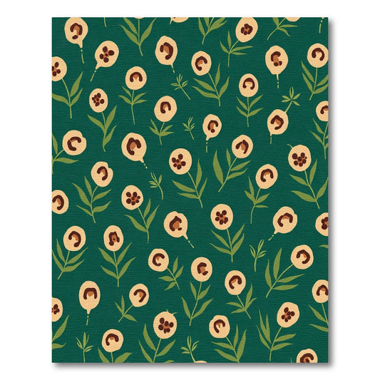 Whimsical Cream Flower Garden Teal Rug