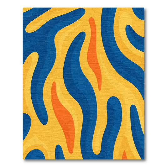 Orange Blue Yellow Wavy Abstract Rug