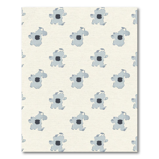 Pale Gray Abstract Blob Pattern Rug