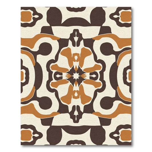 Earthy Mid Century Abstract Mandala Rug