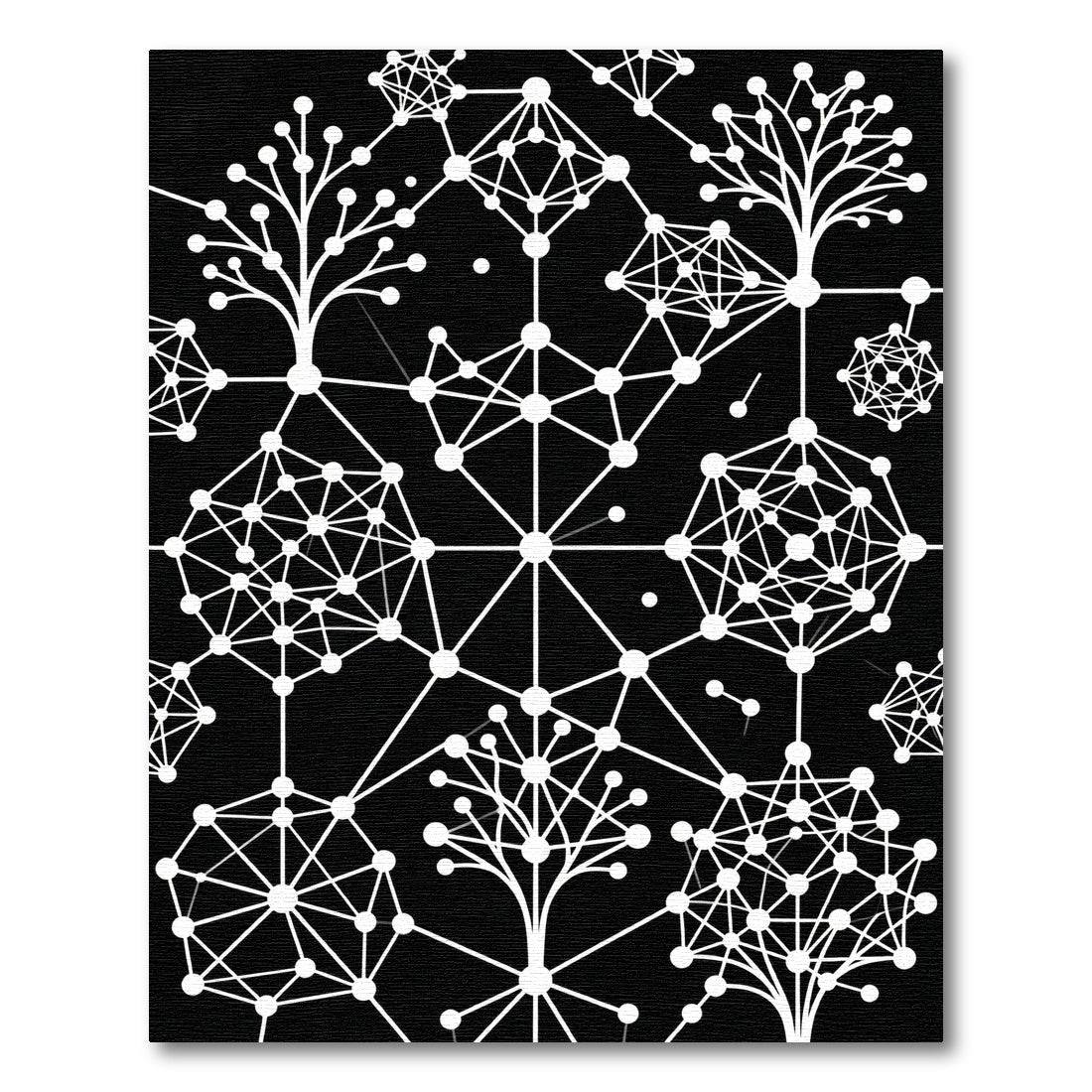 Abstract White Geometric Tree Network Rug