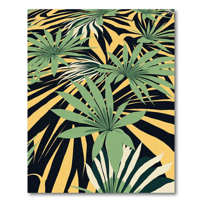 Lush Green Palm Leaf Tropical Rug