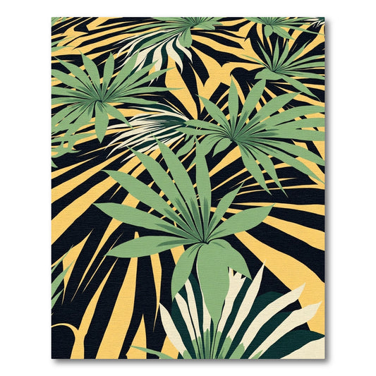 Lush Green Palm Leaf Tropical Rug