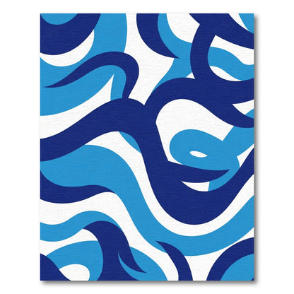Blue Abstract Swirl Wave Rug