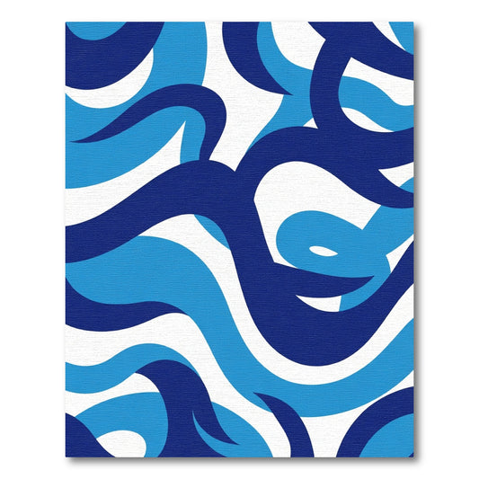 Blue Abstract Swirl Wave Rug