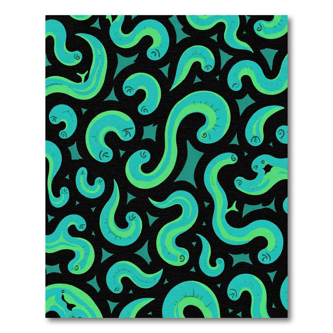 Teal Green Swirl Aquatic Pattern Rug