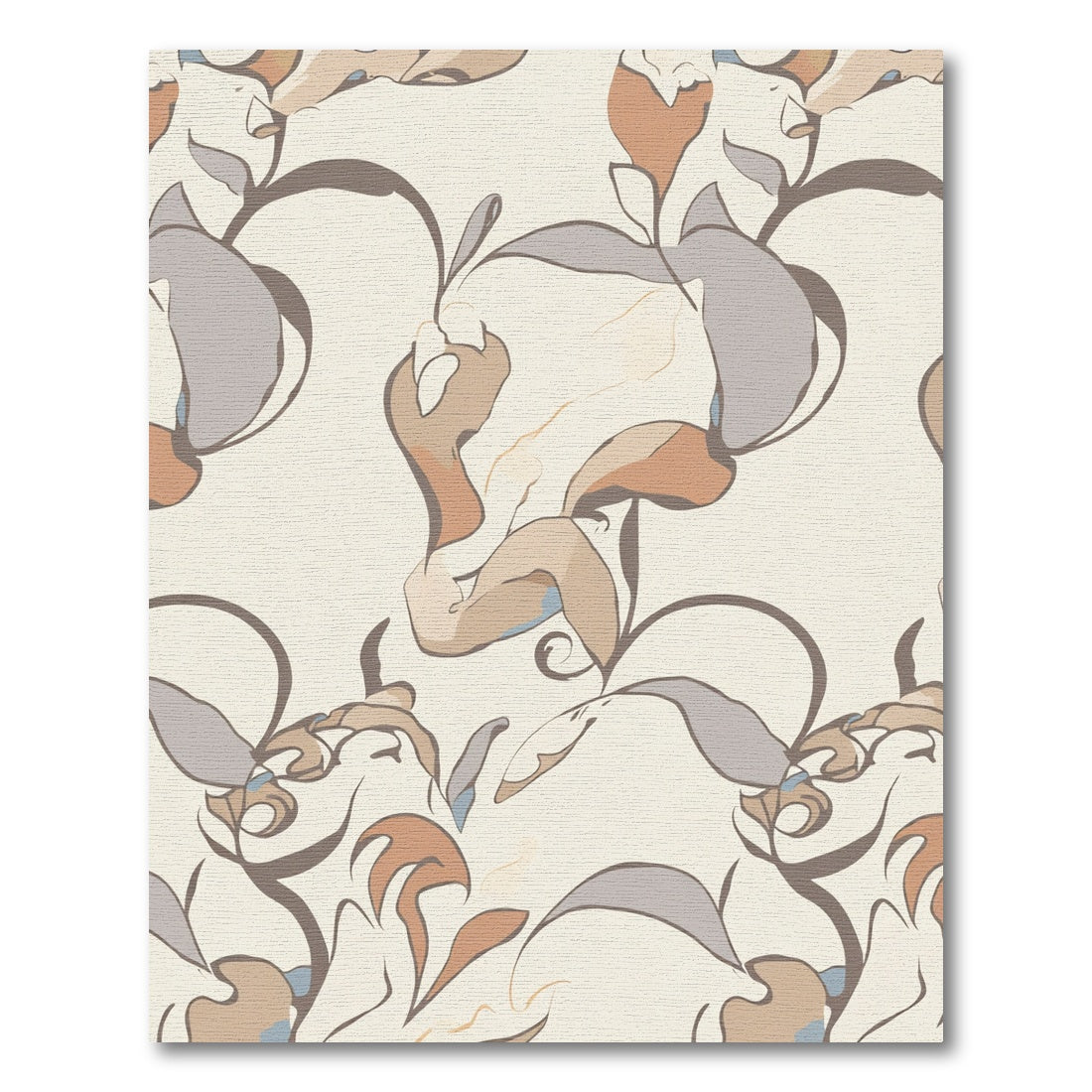Abstract Earthy Tone Floral Scroll Rug