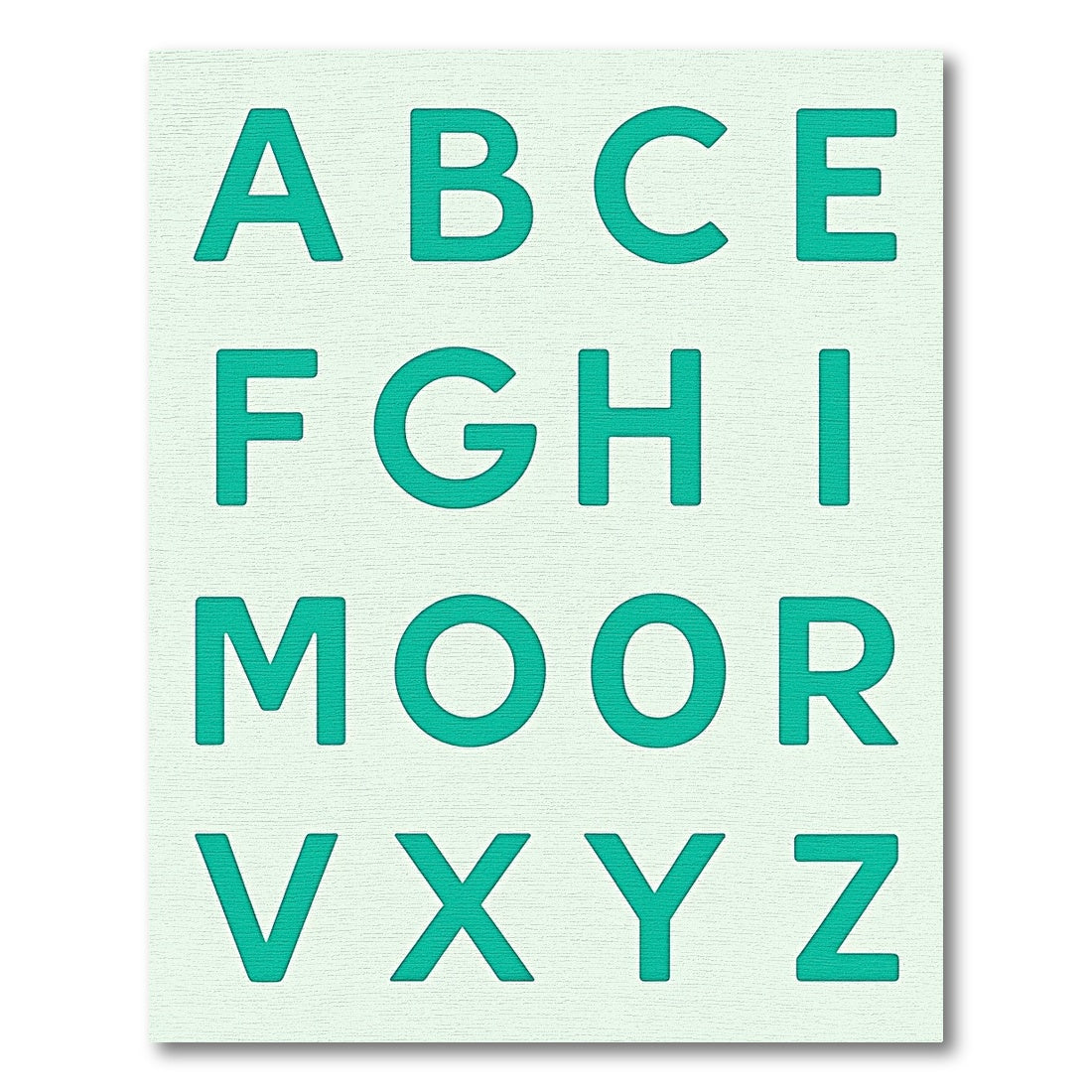 Teal Alphabet Layout Graphic Rug