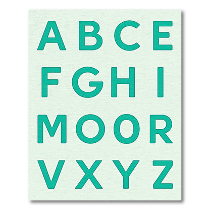 Teal Alphabet Layout Graphic Rug