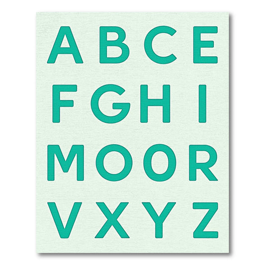 Teal Alphabet Layout Graphic Rug