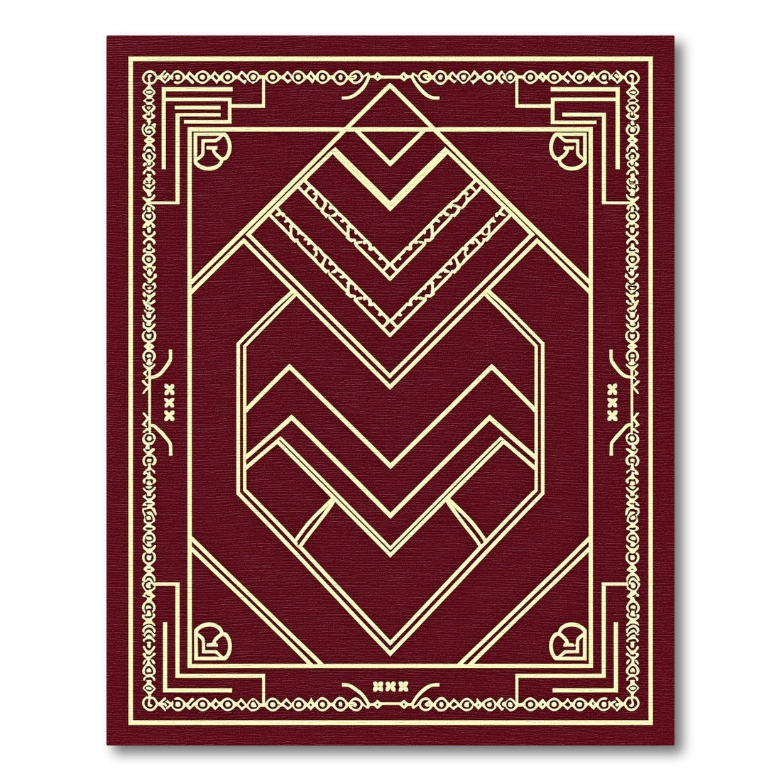 Art Deco Crimson Geometric Heart Rug