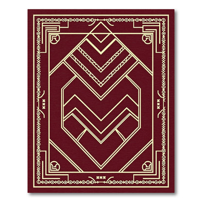 Art Deco Crimson Geometric Heart Rug