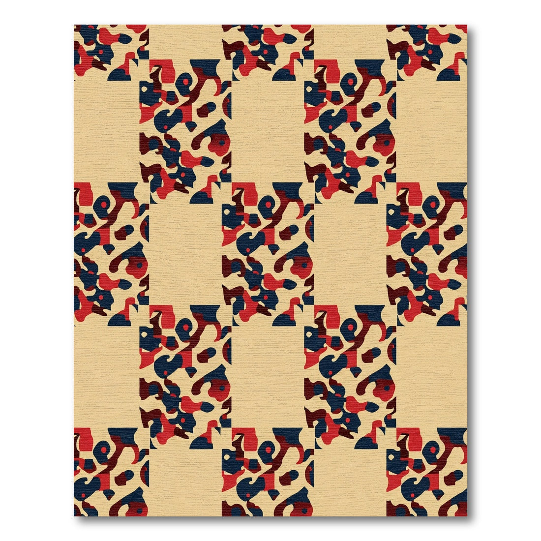 Retro Red Blue Camo Grid Rug