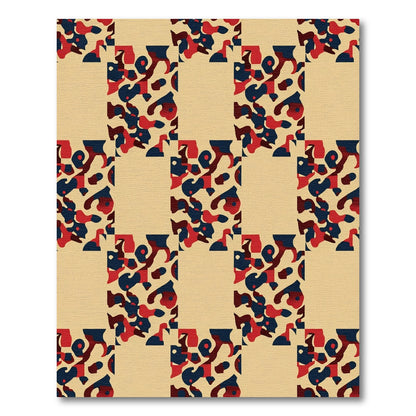 Retro Red Blue Camo Grid Rug
