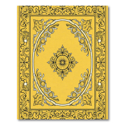 Lush Yellow Ornate Scrollwork Medallion Rug