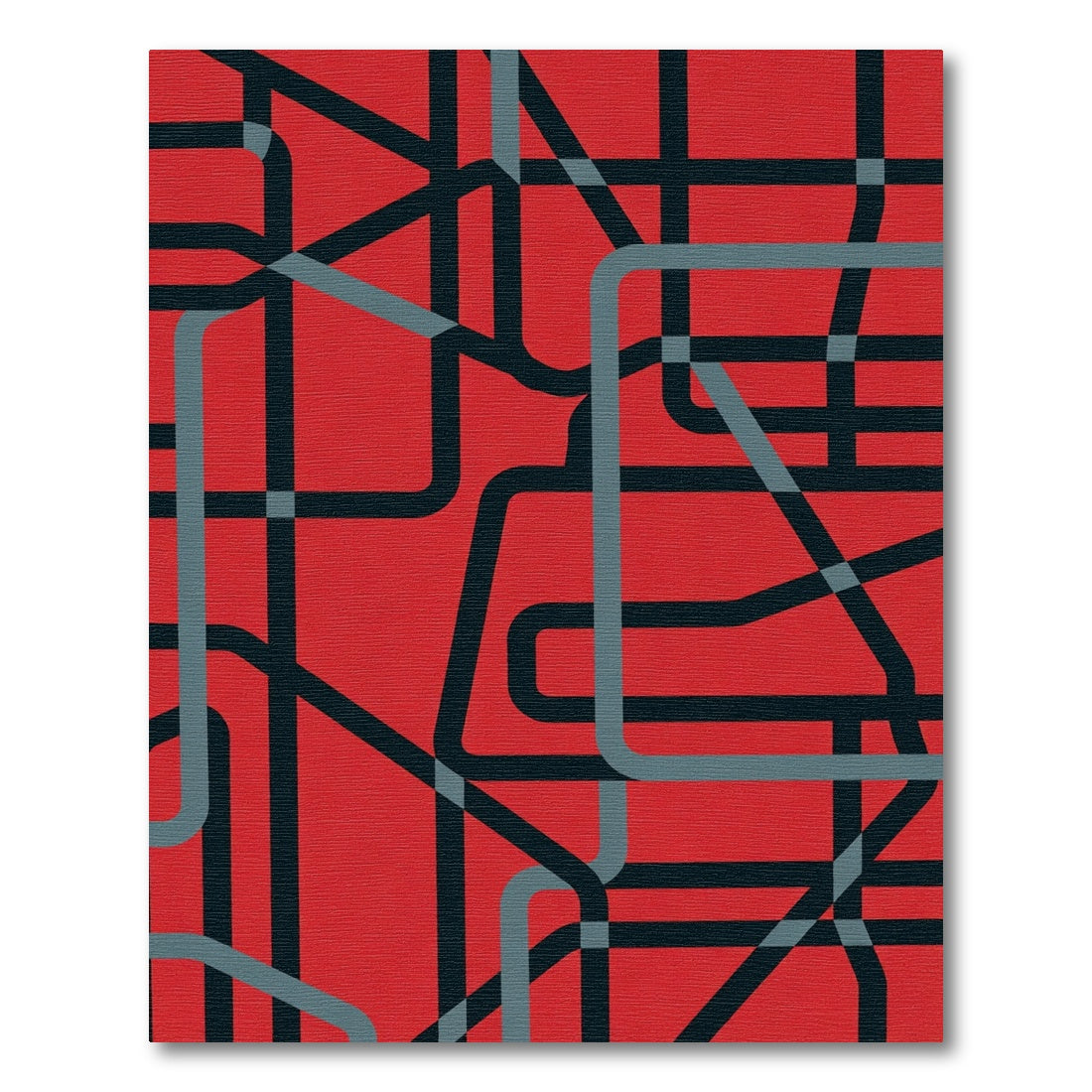 Red Abstract Intersecting Lines Rug
