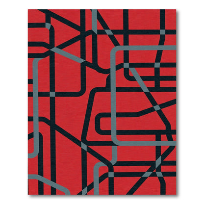 Red Abstract Intersecting Lines Rug