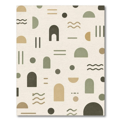 Beige and Neutral Beige Abstract Arch Area Rug