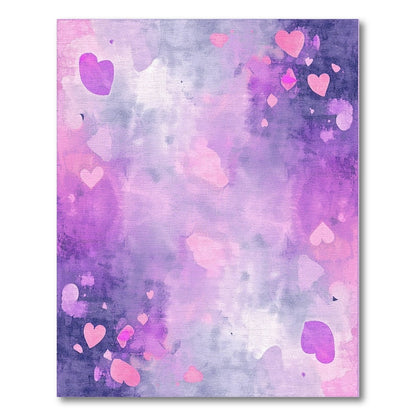 Purple Hearts Watercolor Area Rug