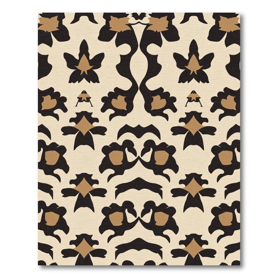 Caramel Black Floral Symmetry Rug