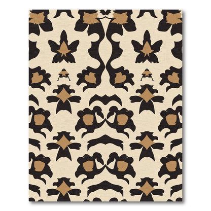 Caramel Black Floral Symmetry Rug