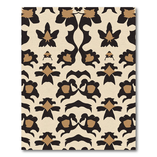 Caramel Black Floral Symmetry Rug
