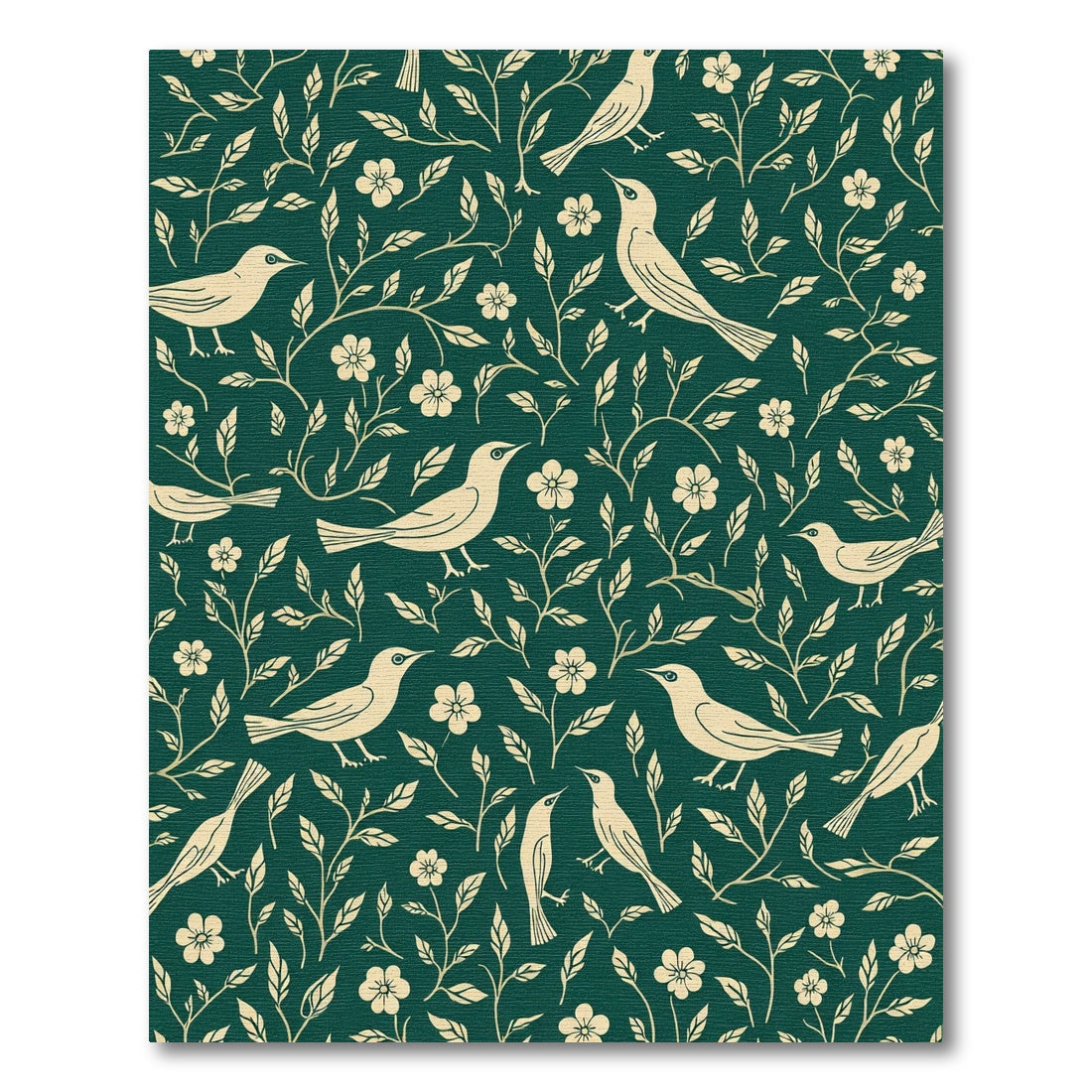 Vintage Beige Bird Floral Garland Rug