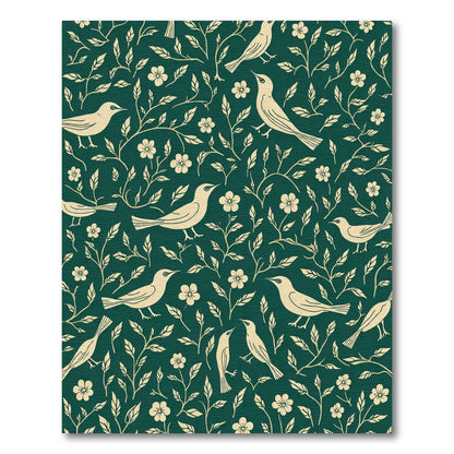 Vintage Beige Bird Floral Garland Rug