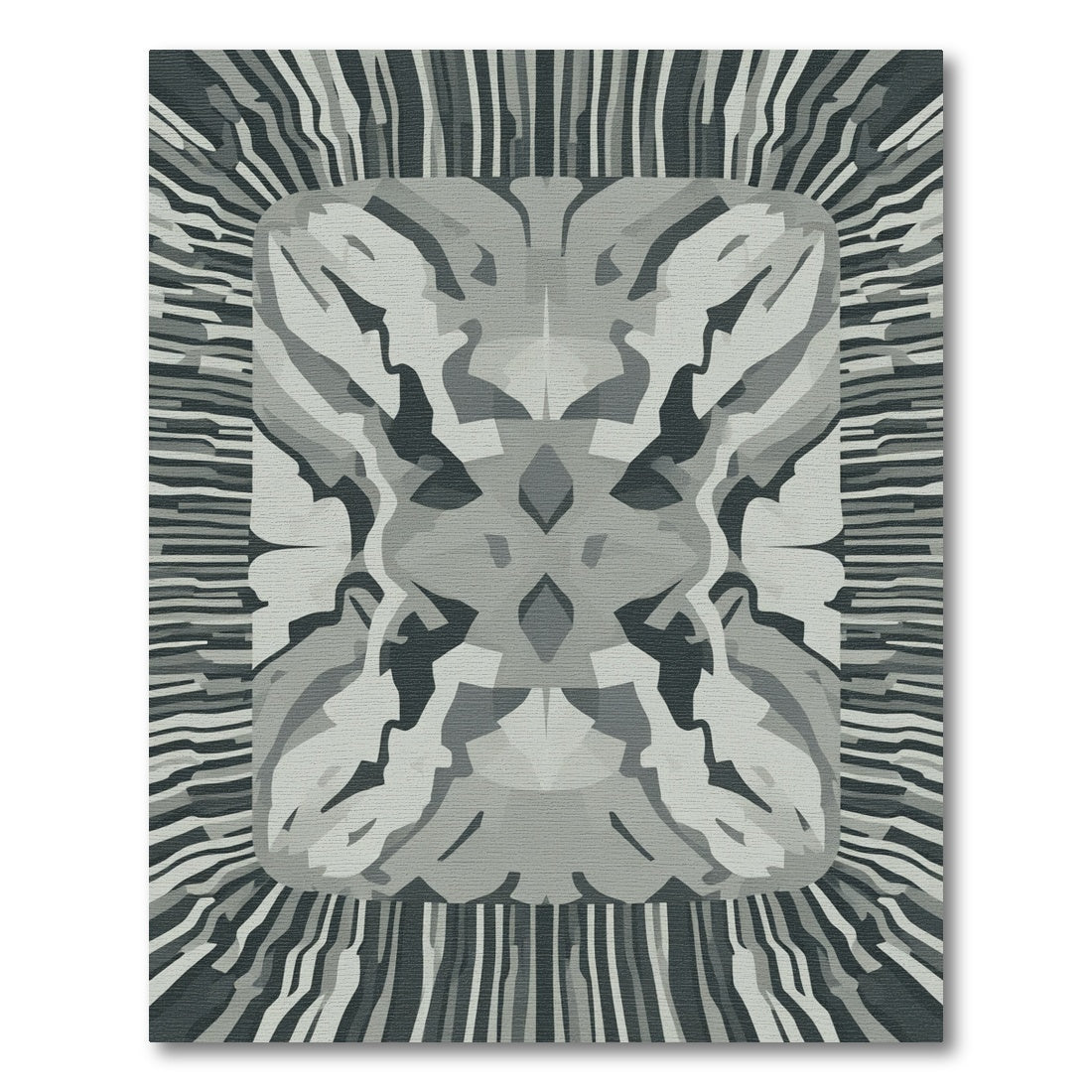Monochrome Abstract Symmetric Organic Forms Rug