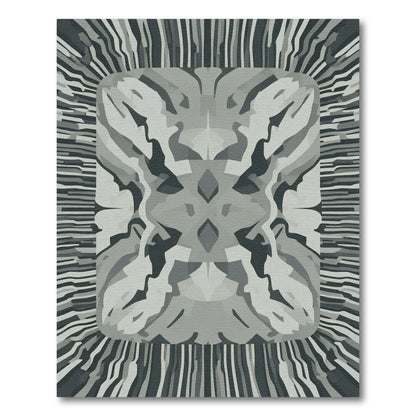 Monochrome Abstract Symmetric Organic Forms Rug