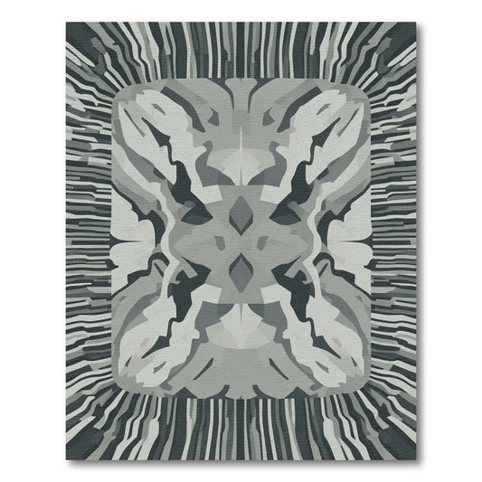 Monochrome Abstract Symmetric Organic Forms Rug