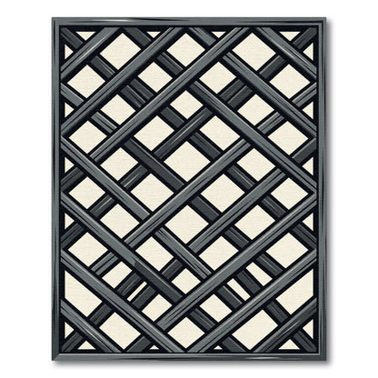 Dark Charcoal Interlocking Diamond Lattice Rug